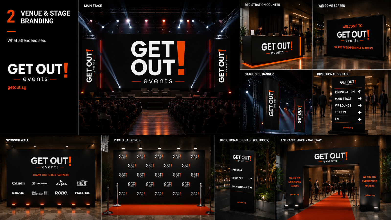 Get Out branded stage and venue operations system